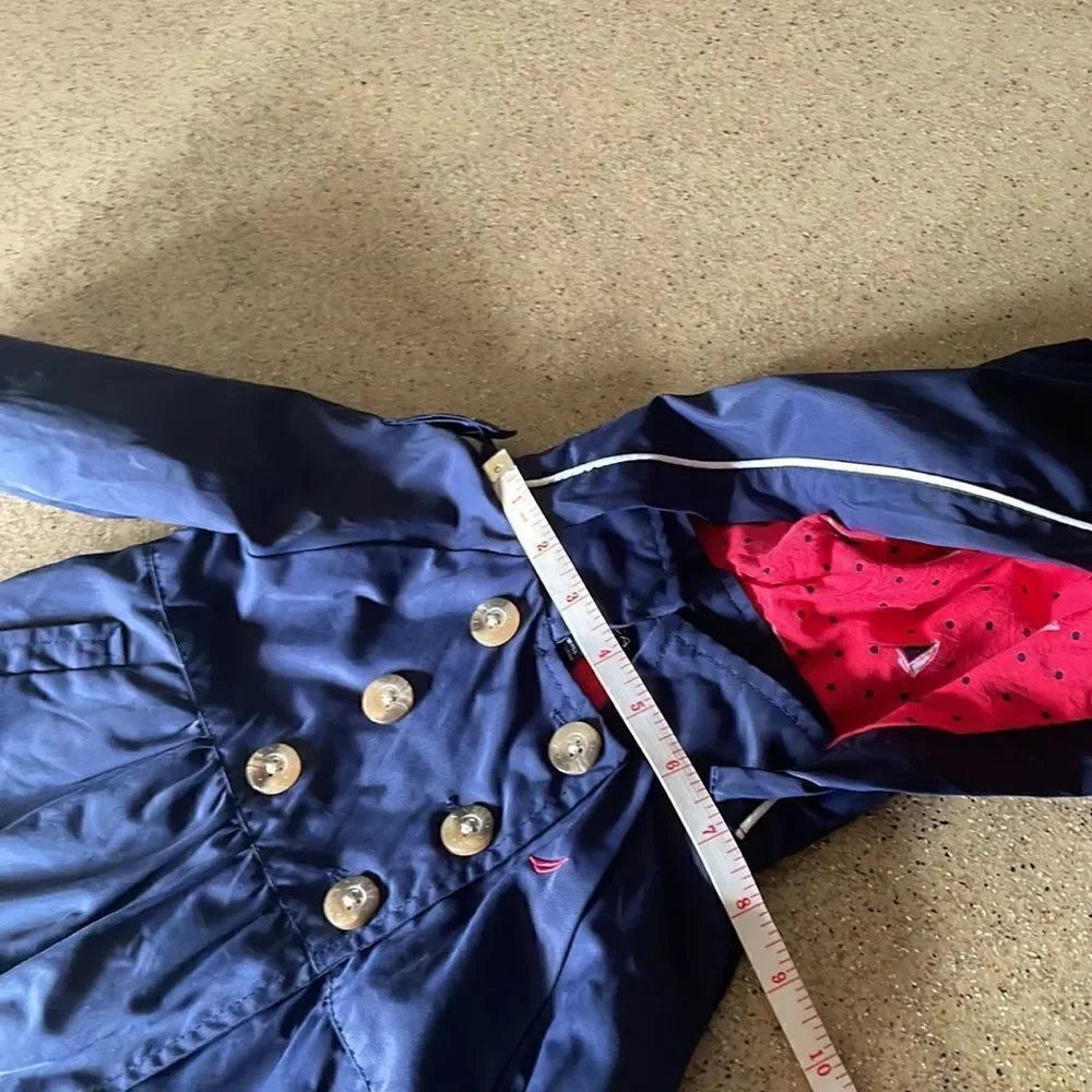 Adorable Nautica navy blue infant sailor jacket/pea coat with removable hood